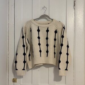 Tory Sport Cream and Black Patterned Sweater